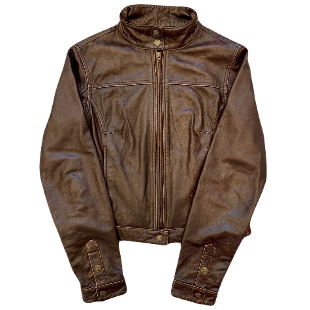 American Eagle Distressed Genuine Leather Jacket Small